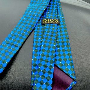 Dion collection tie colour way blue green and small white dots 100% Italian silk